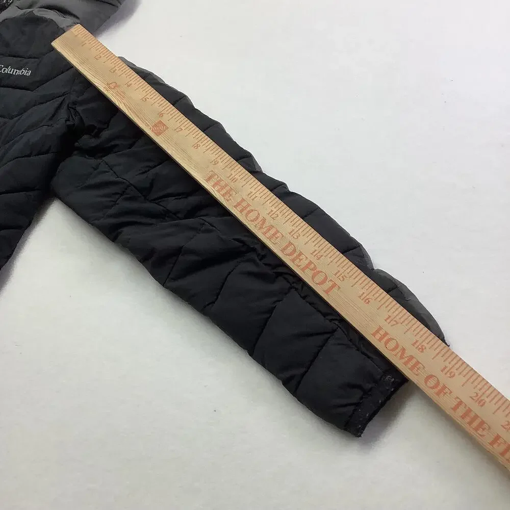 Columbia Jacket Youth Medium 10/12 Black Hooded Omni-Heat Puffer Zip Insulated